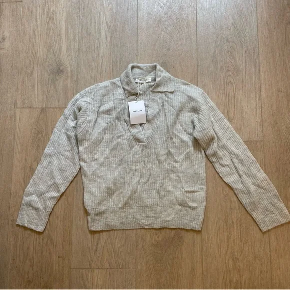 EVERLANE Women's Alpaca Blend V-Neck Polo Sweater Size S - Picture 1 of 5